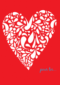Coeur floral sur fond rouge vibrant pour toi
